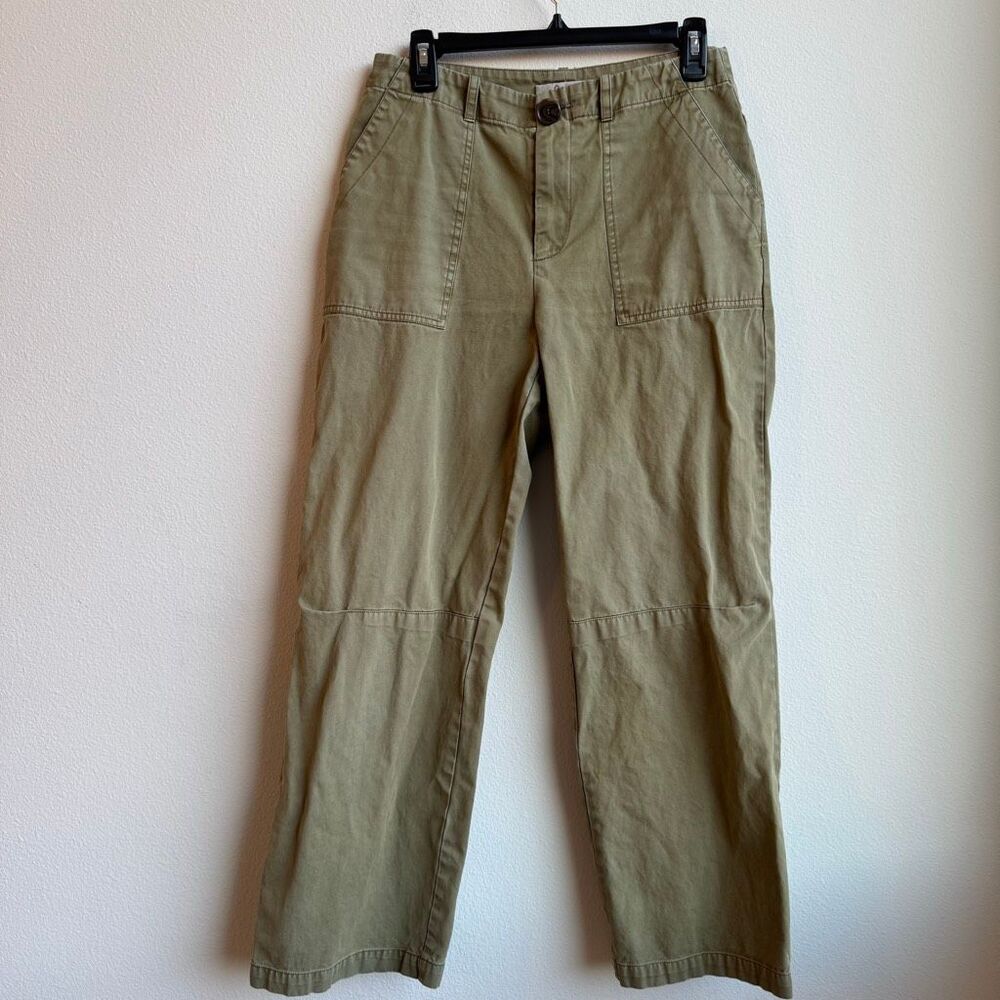 Sea New York Green Khaki Chino Straight Wide Leg Relaxed Pants Size 6 Small